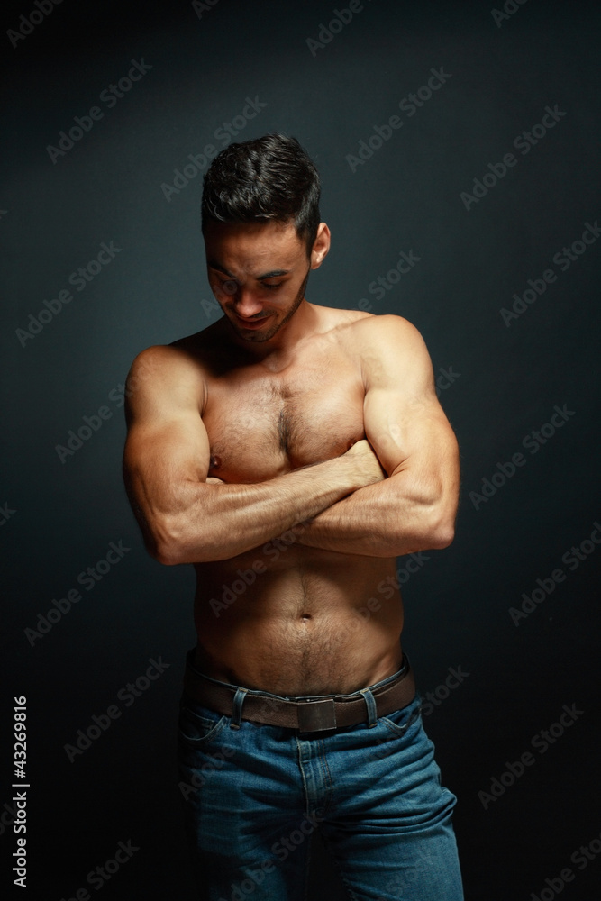 Fototapeta premium portrait of topless athletic man
