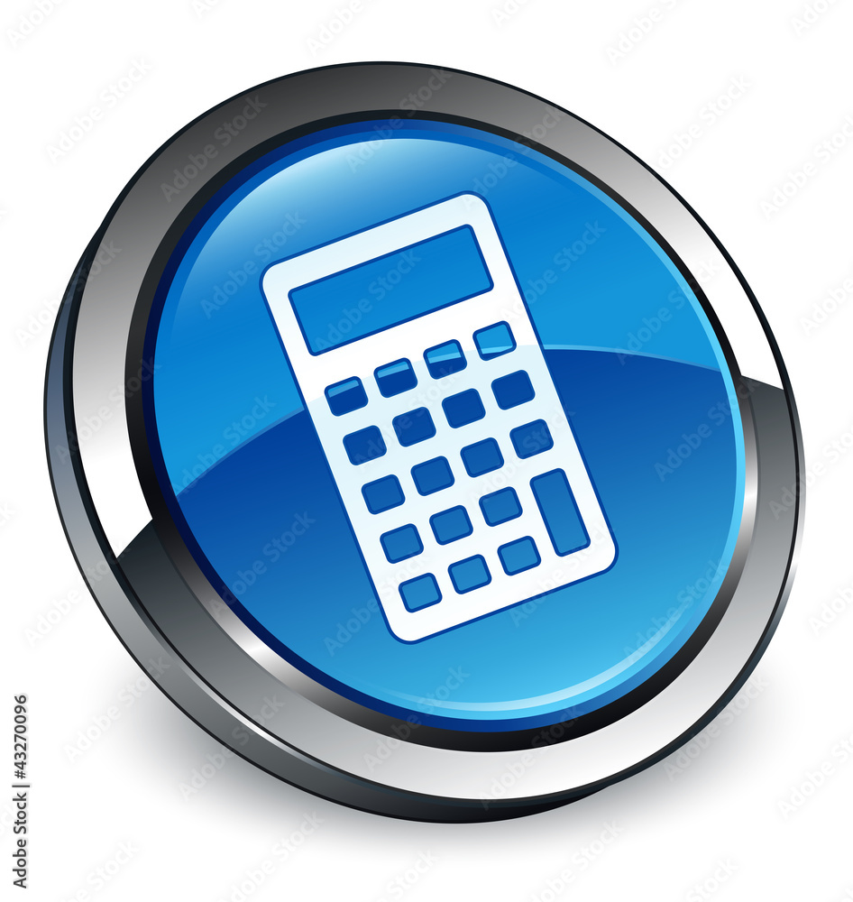Calculator icon 3D blue button Calculator icon 3D blue button