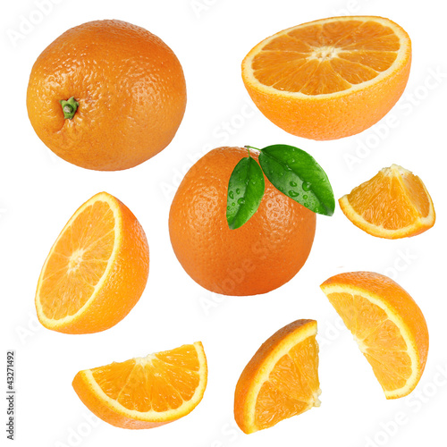 Fresh orange collection over white background