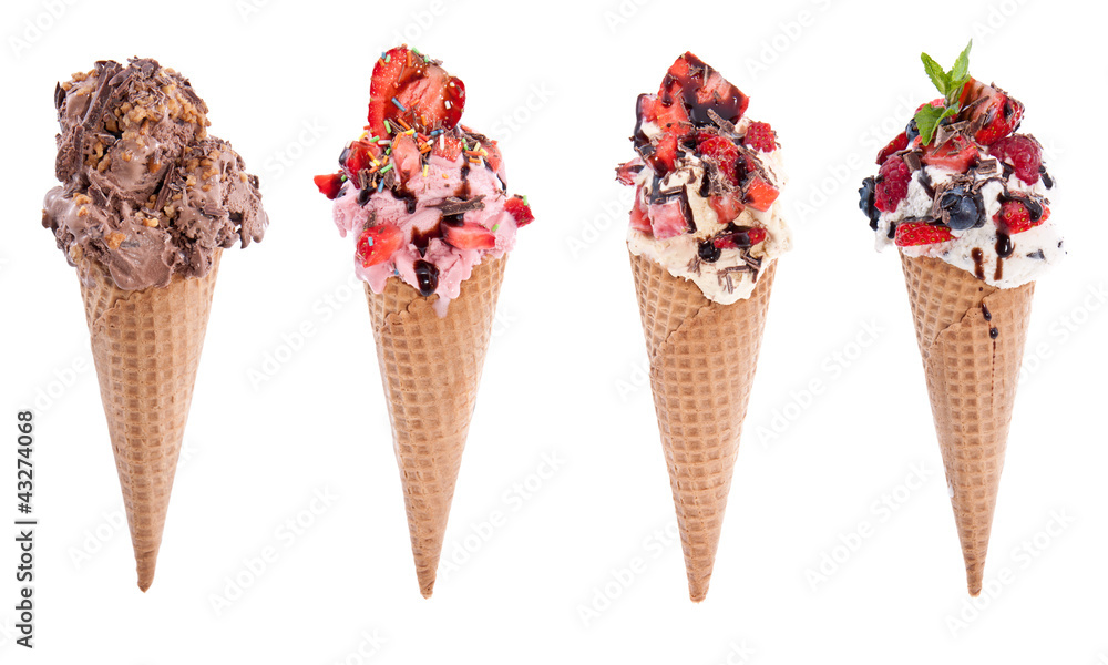 Decorated Ice Cream in waffles Decorated Ice Cream in waffles