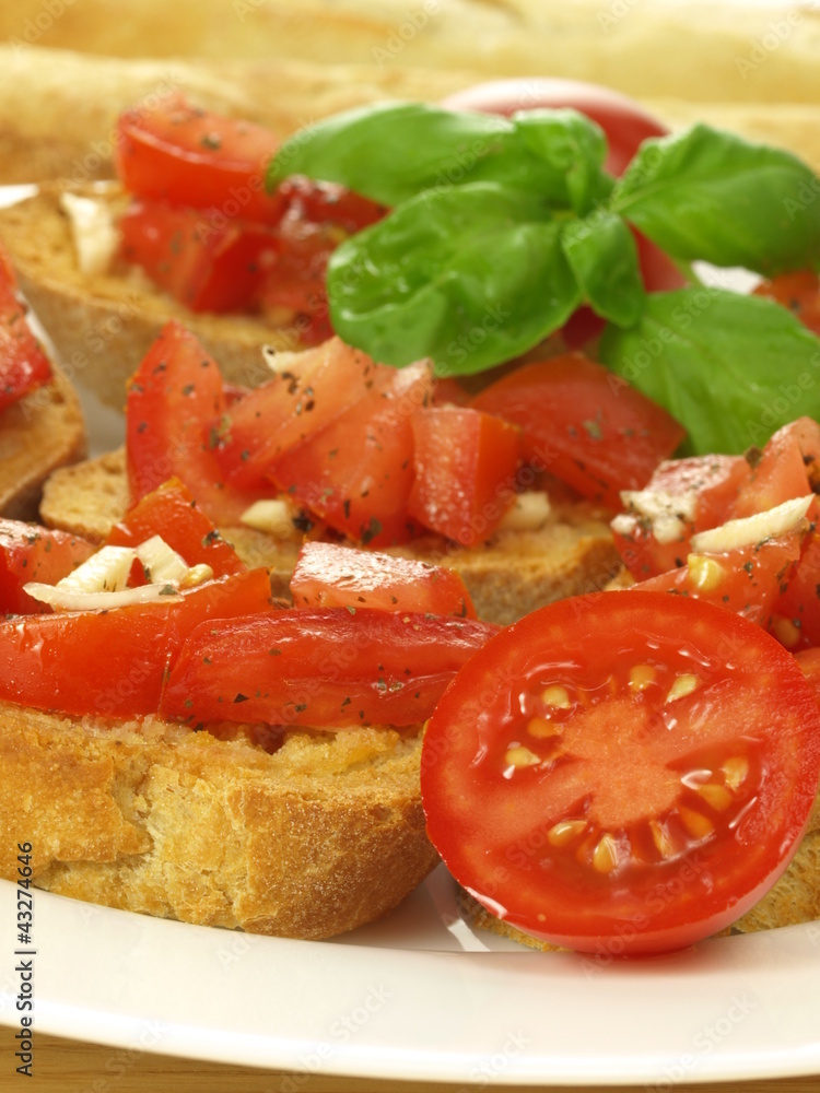 Bruschetta and cherry tomatoes Bruschetta and cherry tomatoes
