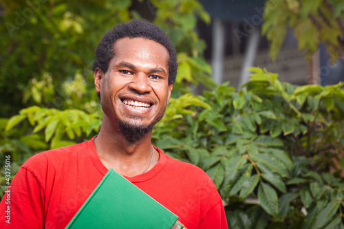 Happy dark skinned student