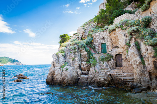 Doors on a cliff in Dubrovnik, Croatia
