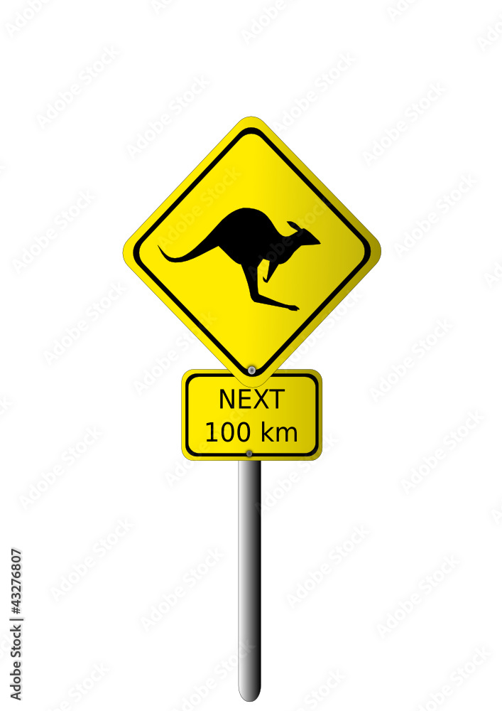 kangaroo vector road sign