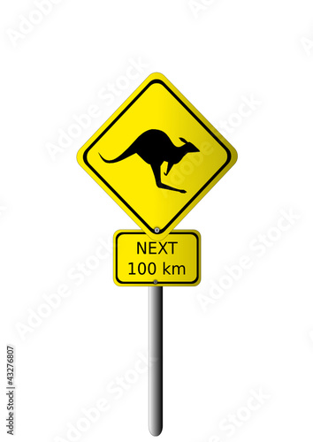 kangaroo vector road sign