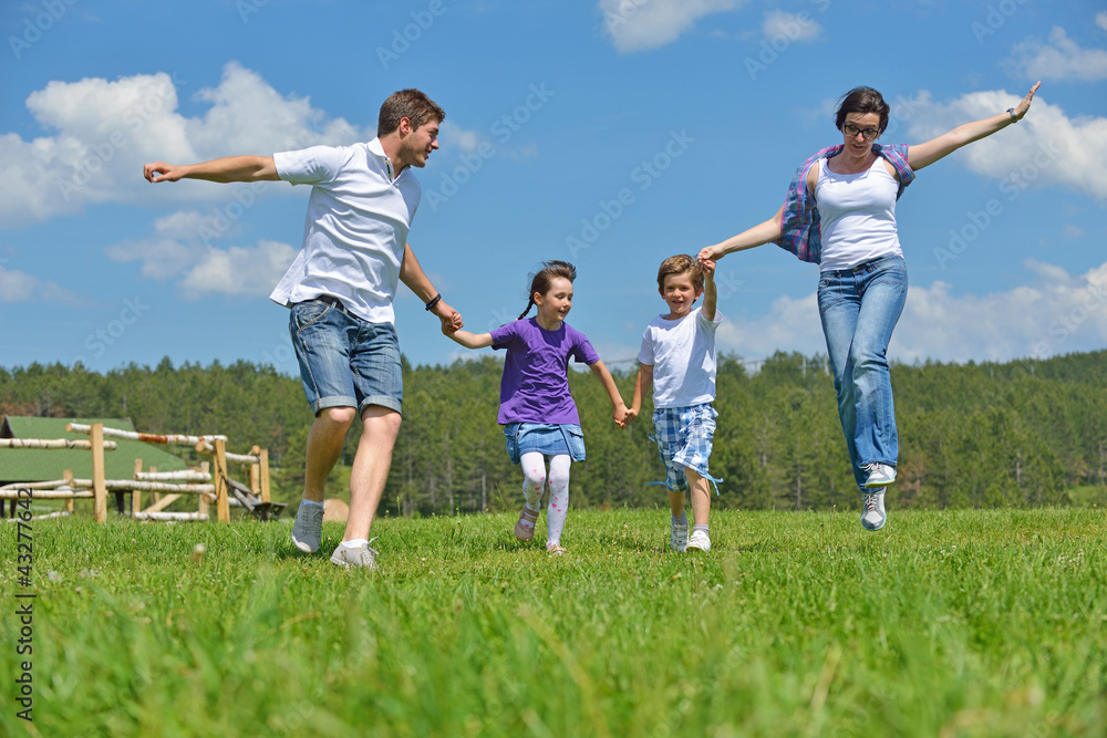 happy young family have fun outdoors