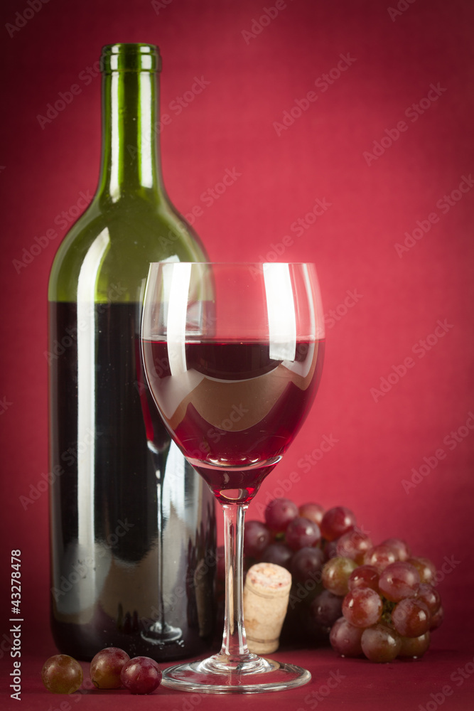 Fototapeta premium Wine Bottle and Glass
