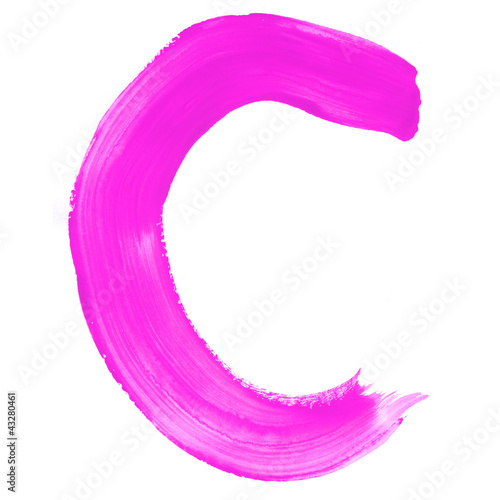 High resolution pink hand painted font isolated on white