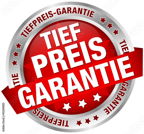 Button Banner "Tiefpreis-Garantie" rot/silber