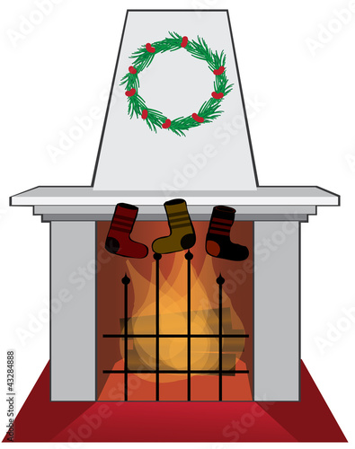 christmas style decorated fireplace