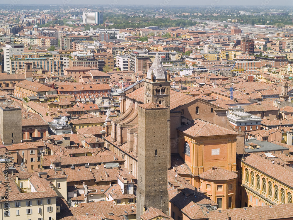 Aerial iew of  Bologna,  Italy.