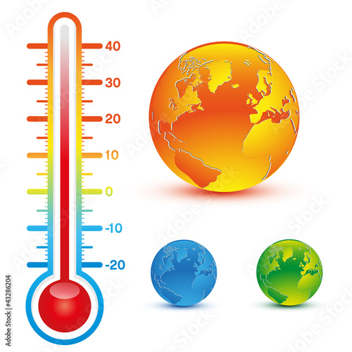 planète et thermomètre