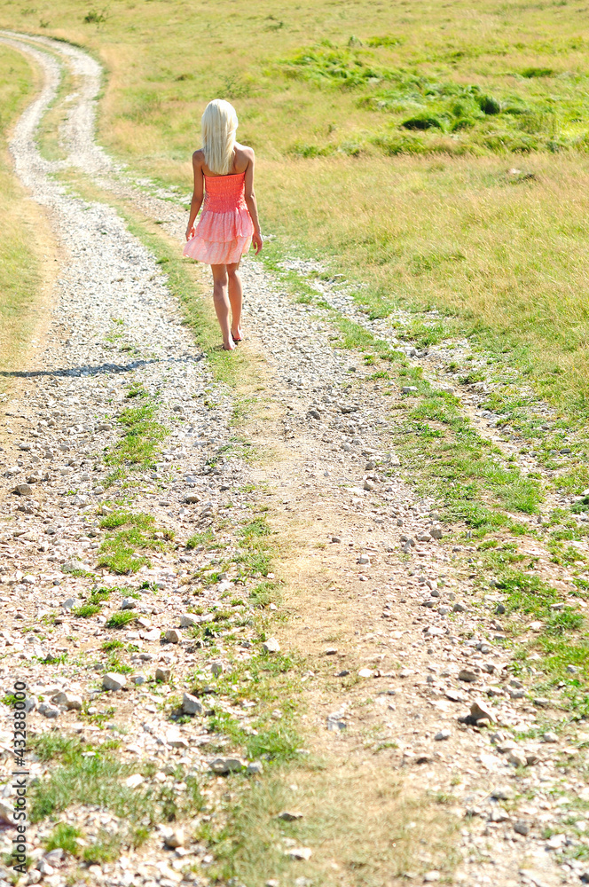 Young girl walking