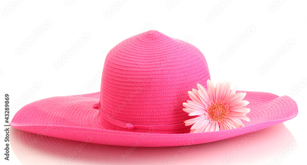 Beautiful summer woman hat with flower isolated Beautiful summer woman hat with flower isolated