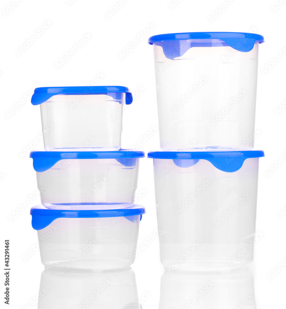 Plastic containers for food isolated on white Plastic containers for food isolated on white