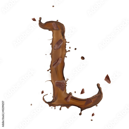 Chocolate splash letter isolated on white background 