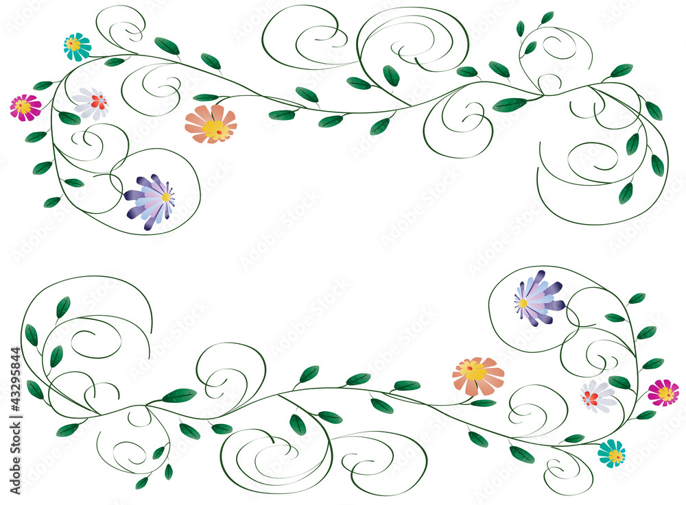 Beautiful frame illustration from flowers and curls isolated on