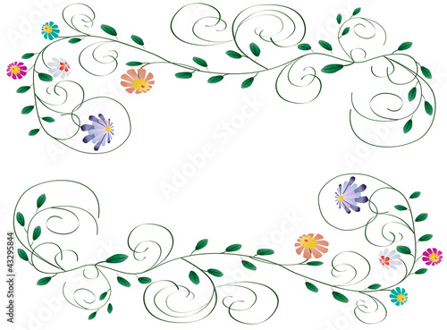 Beautiful frame illustration from flowers and curls isolated on