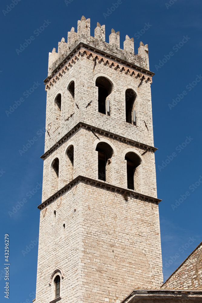 The tower of the Temple of Minerva in Assisi, Italy.
