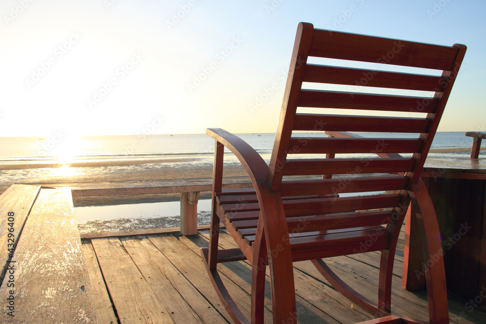 Rocking Chair at the terrace, Sunrise Rocking Chair at the terrace, Sunrise