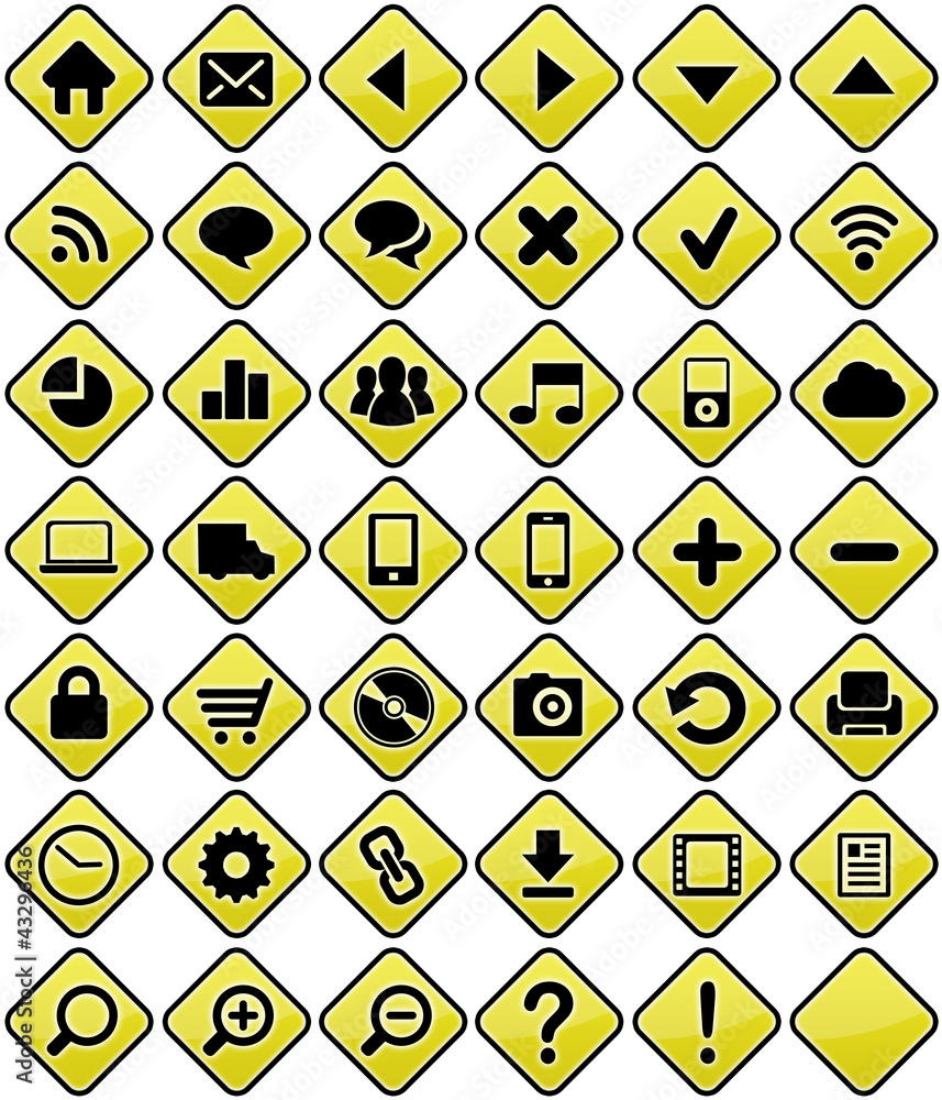 41 web icons isolated 1 blank Yellow Road Sign - obrazy, fototapety, plakaty 