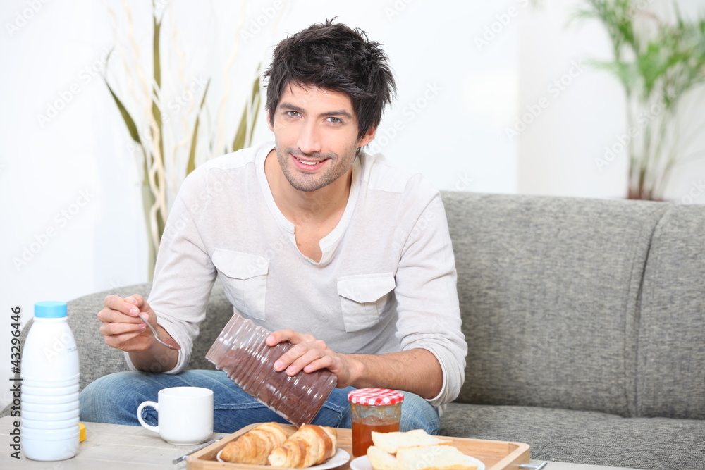 Boy having breakfast