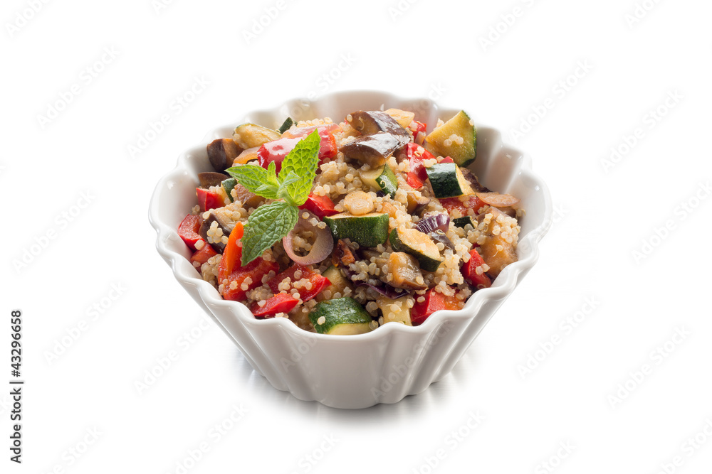 quinoa sald with vegetables, vegetarian food quinoa sald with vegetables, vegetarian food