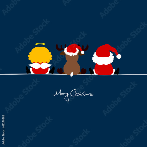 Santa, Angel & Reindeer Dark Blue