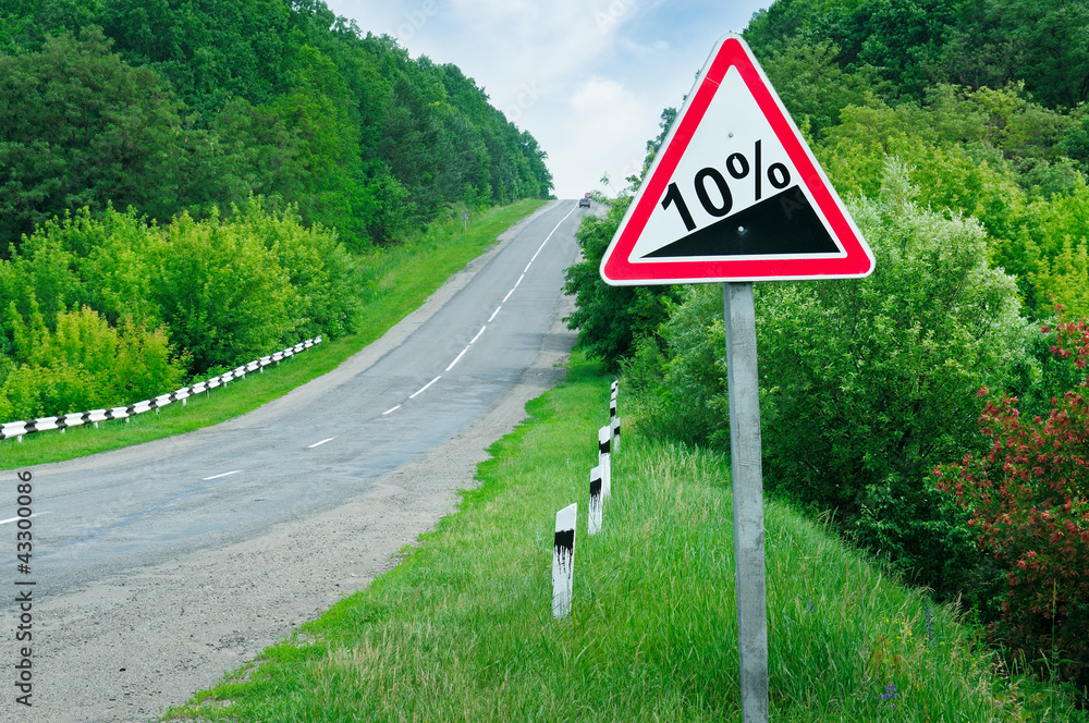 Obraz na plátně road sign steep slope
