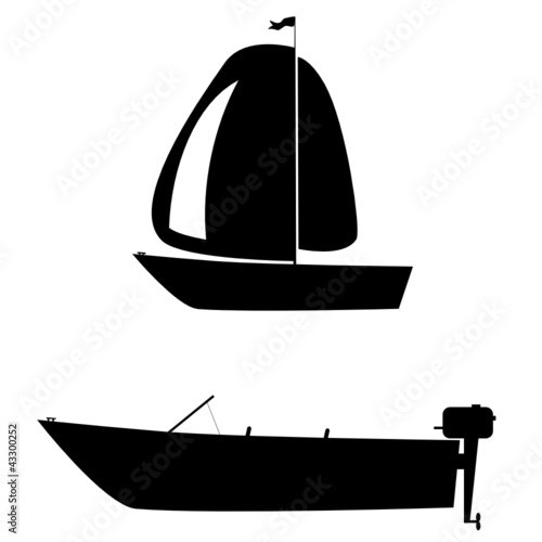 boat two silhouette vector