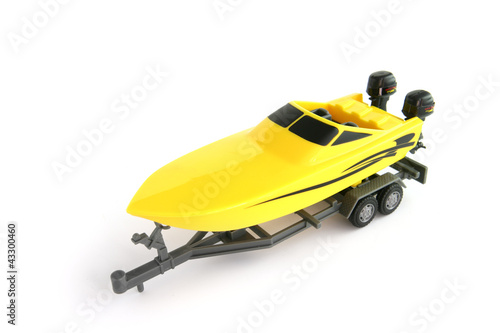 Canvas Print Toy boat on a trailer