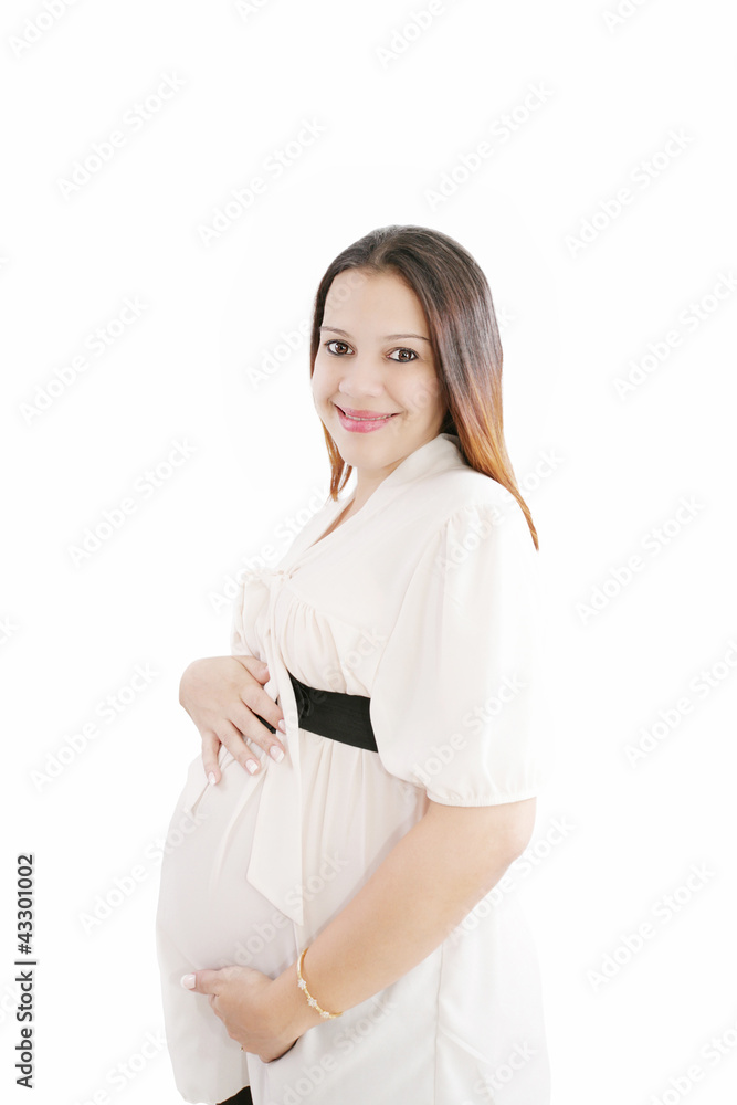 Pregnant woman in casual clothes isolated on white background Pregnant woman in casual clothes isolated on white background
