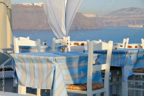 Greek traditional restaurant in Santorini  Greece