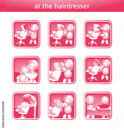 beim Friseur Buttons Vektor