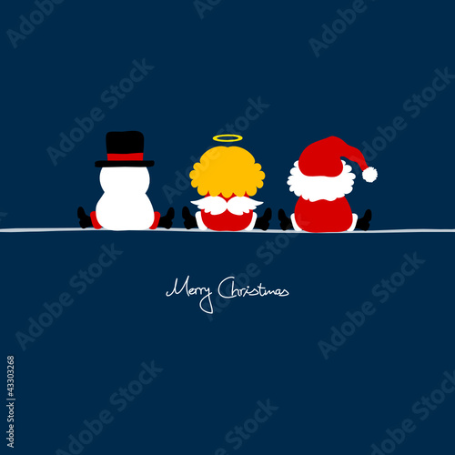 Santa, Angel & Snowman Dark Blue