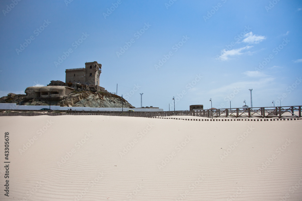 Old castle in Tarifa beach. Spain
