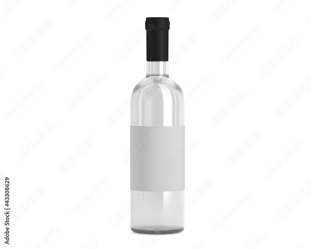 Weinflasche weiß mit Etikett