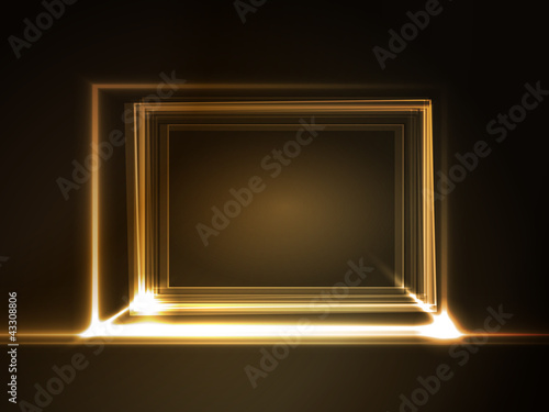 Glowing rectangular frame with light effects