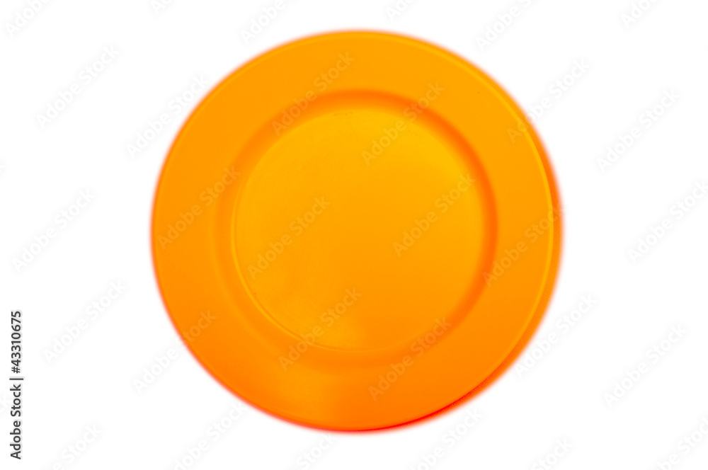 orange plastic dish on white background orange plastic dish on white background