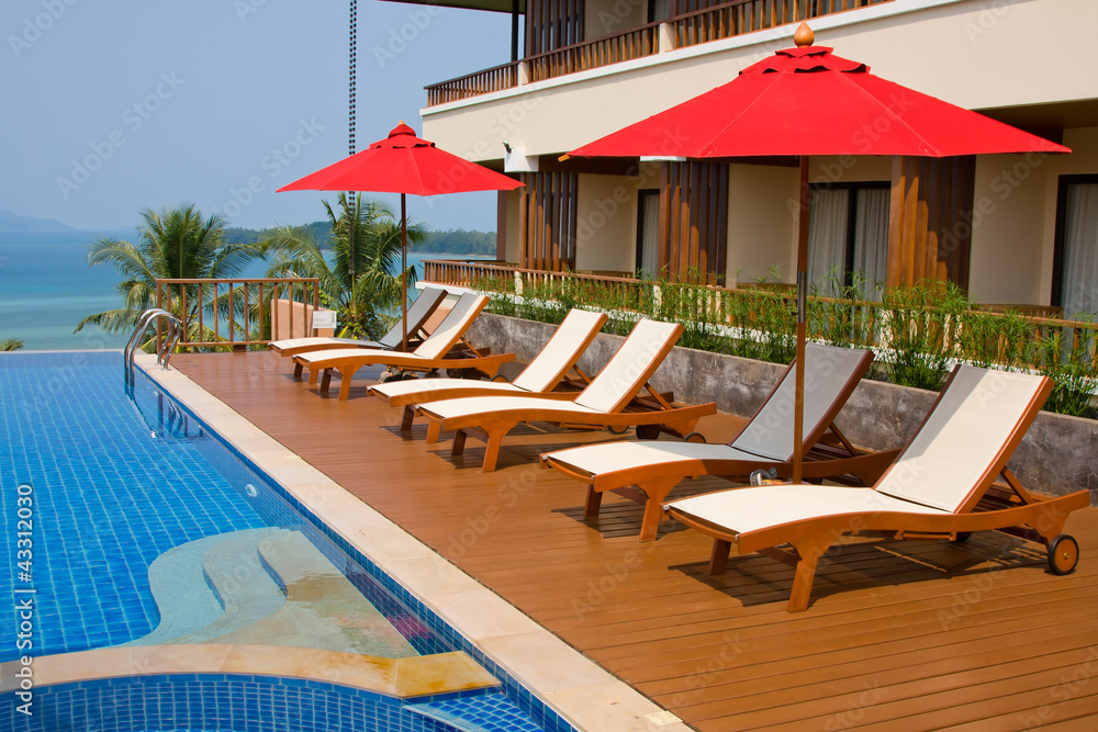 Fototapeta premium Swimming pool near the sea , Thailand.