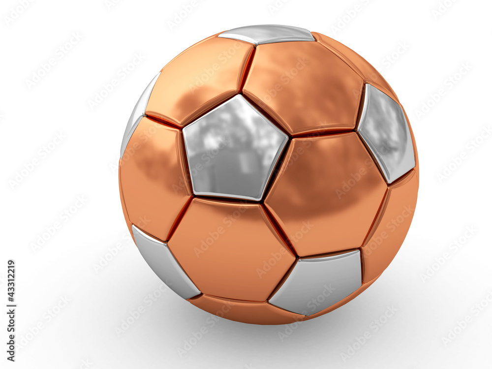 Fototapeta premium Bronze soccer ball on white