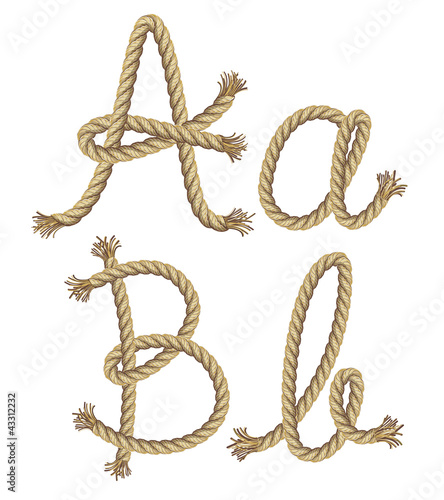 Rope alphabet. vector illustration