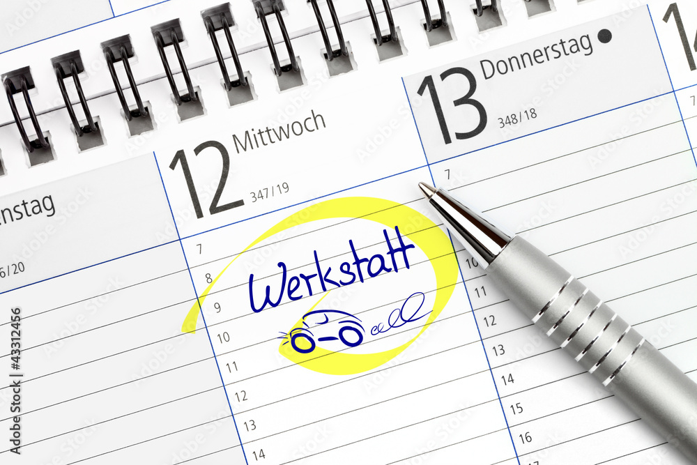 Terminplaner mit Eintragung für Werkstatttermin Terminplaner mit Eintragung für Werkstatttermin