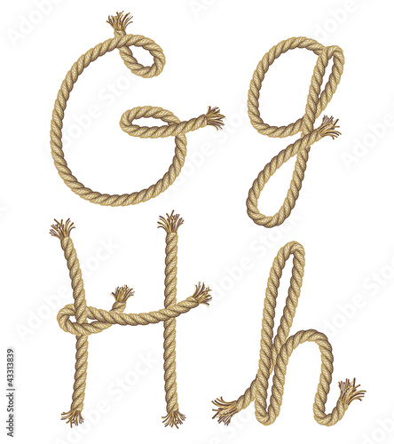 Rope alphabet. vector illustration