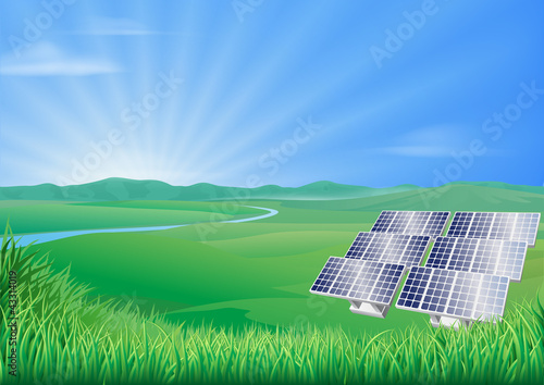 Solar panel landscape illustration