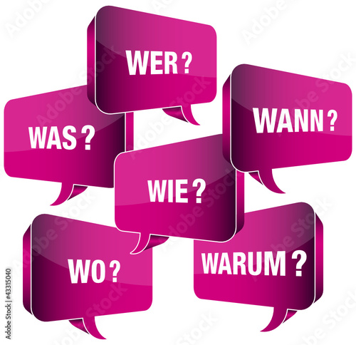 Sprechblasen 6-W-Fragewörter pink