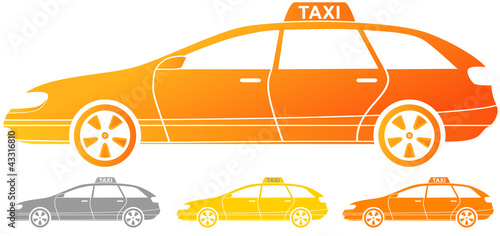 set of isolated taxi cab silhouette