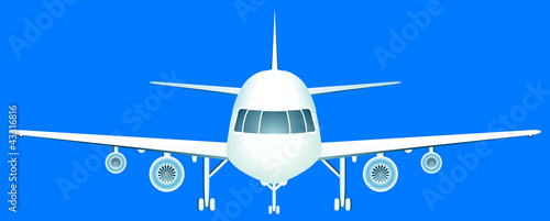 isolated modern flying plane on blue sky background