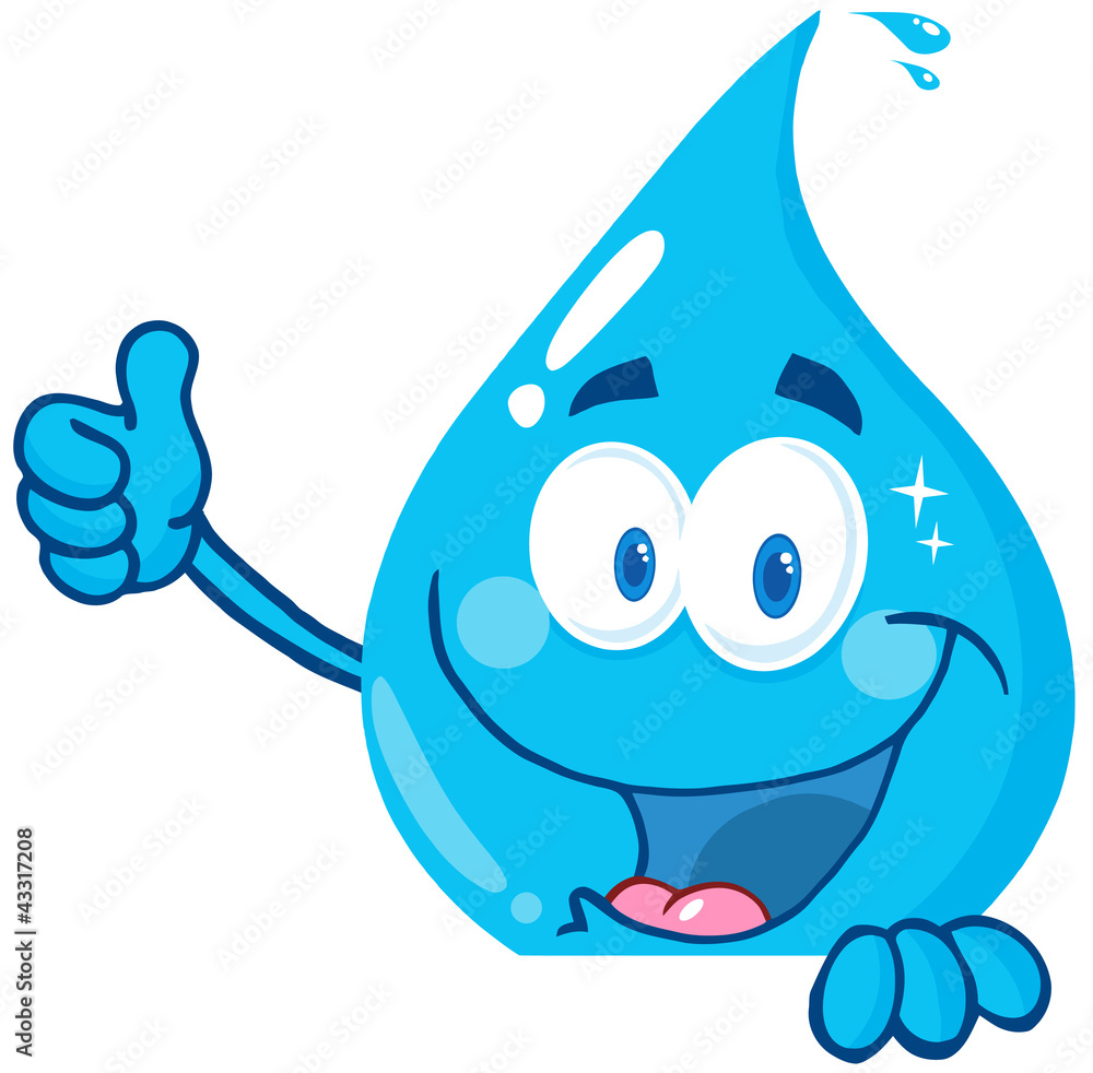 Smiling Water Drop Showing Thumbs Up Smiling Water Drop Showing Thumbs Up