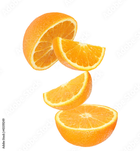 Fresh orange slices in moti...